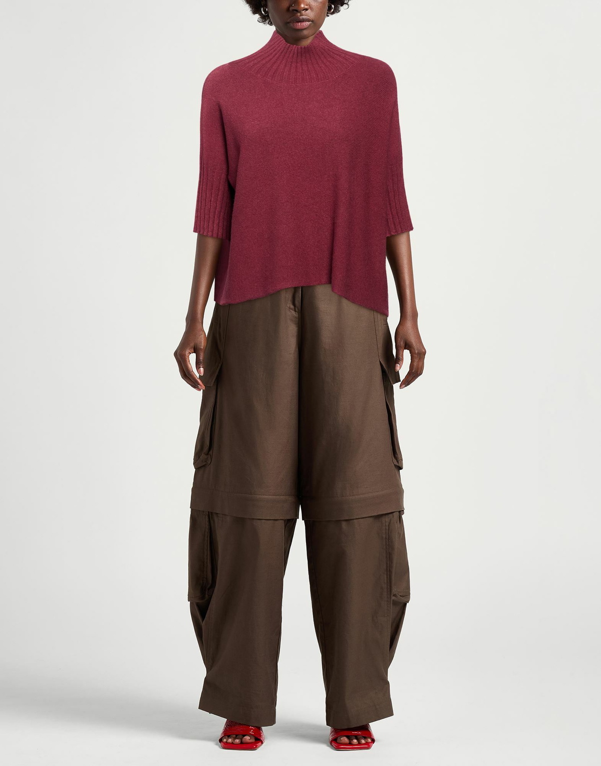 Manila Grace Womens Turtleneck Garnet