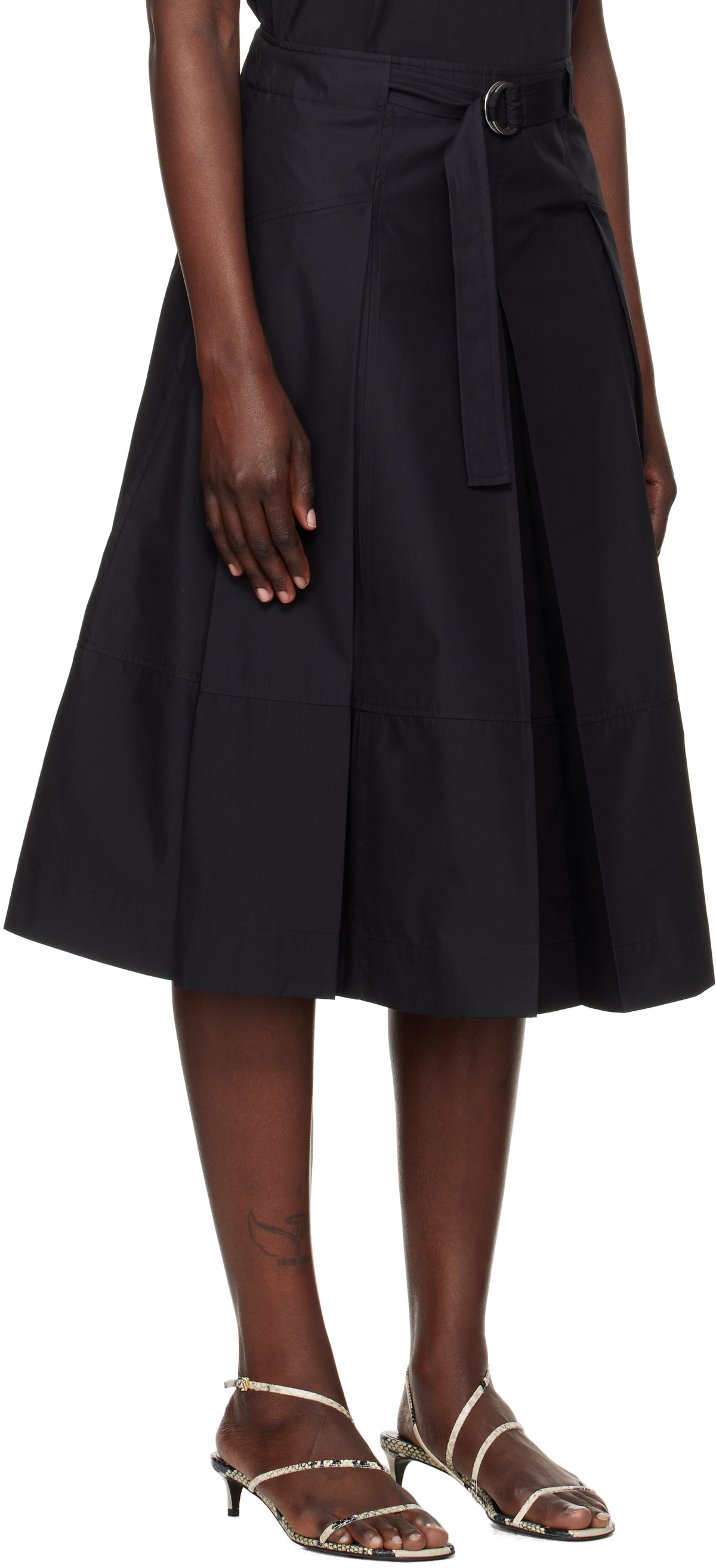 3.1 Phillip Lim Black Utility Poplin Midi Skirt