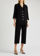 Sleeper Party Feather-trimmed Pyjama set Black