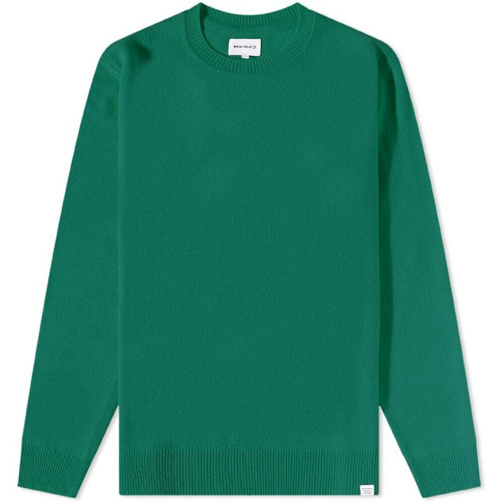 Photo: Norse Projects Men's Sigfred Lambswool Crew Knit in Bottle Green