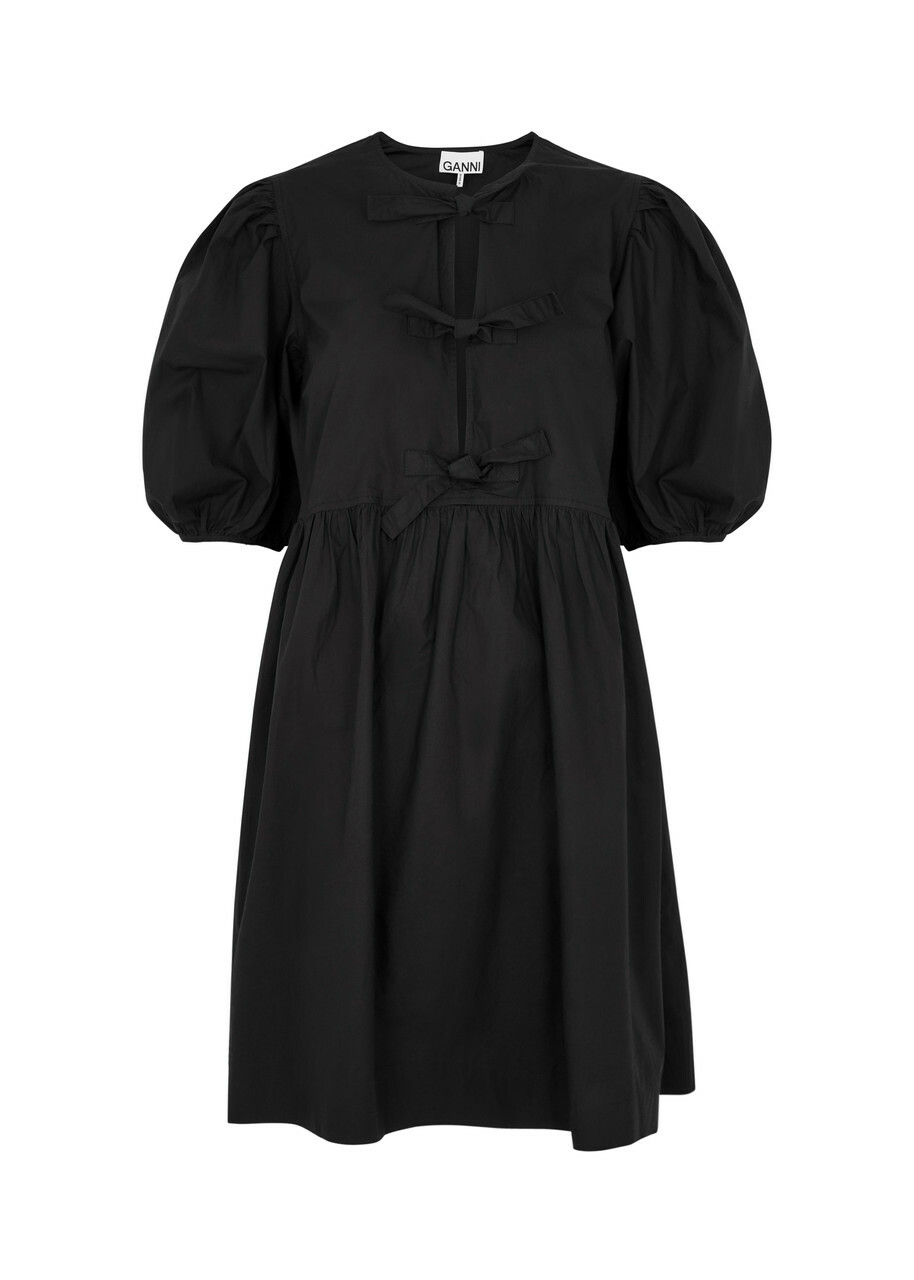 Ganni Cotton-poplin Mini Dress Black GANNI