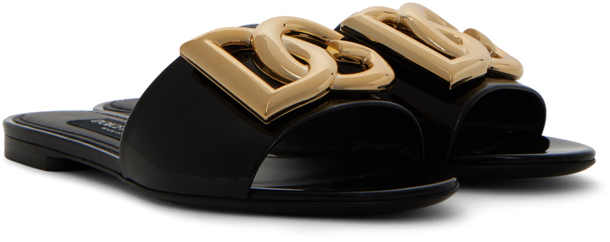 Dolce & Gabbana Black Logo Slides Rubber beachwear sliders in Black for Women | Dolce&Gabbana® US main image 2