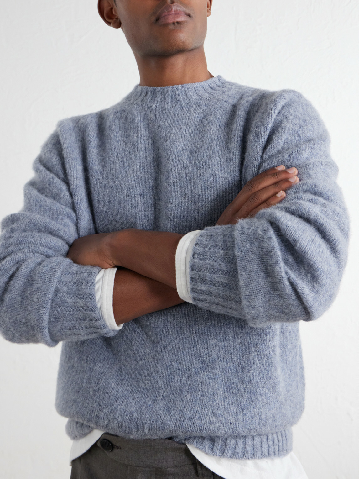 Sunspel - Brushed Shetland Wool Sweater - Blue