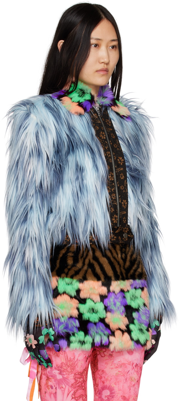 SHUTING QIU Blue Patchwork Jacket