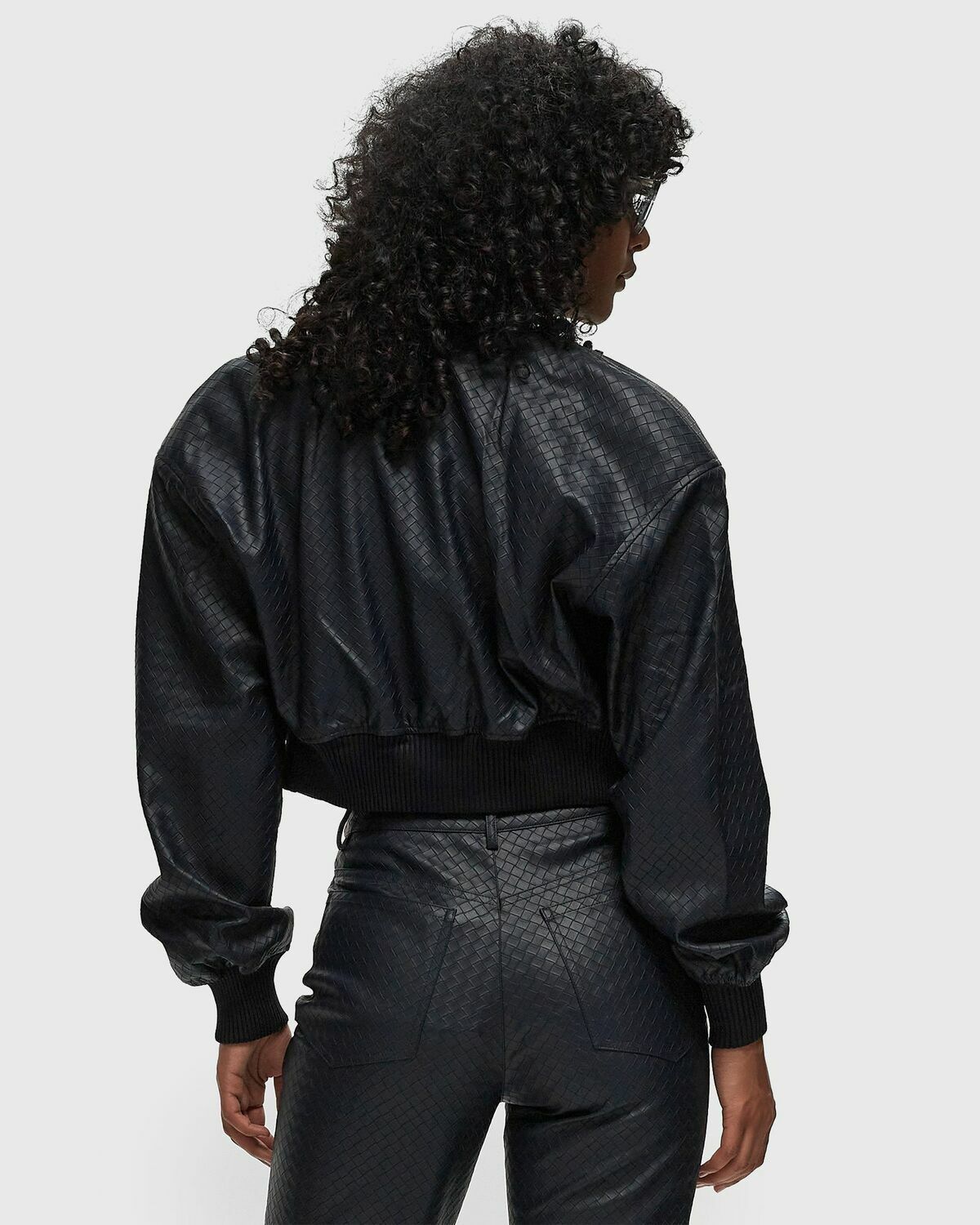 Rotate Birger Christensen Cropped Braided Jacket Blue Bomber Jackets