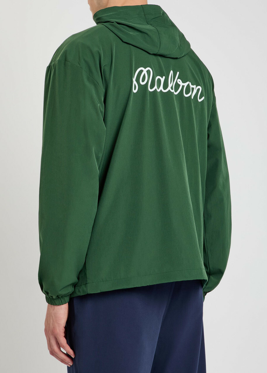 Malbon Ridge Logo Hooded Stretch-shell Anorak Jacket Green