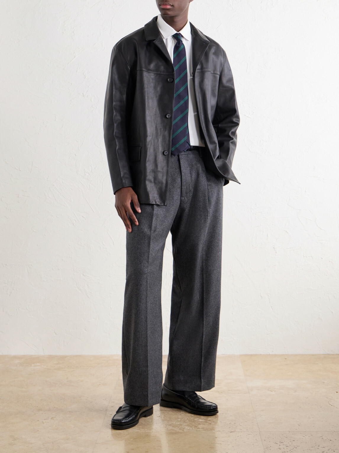 NN07 - Kay 10073 Straight-Leg Pleated Herringbone Wool-Blend Trousers - Gray