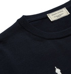 Maison Kitsuné - Slim-Fit Intarsia Cotton Sweater - Blue