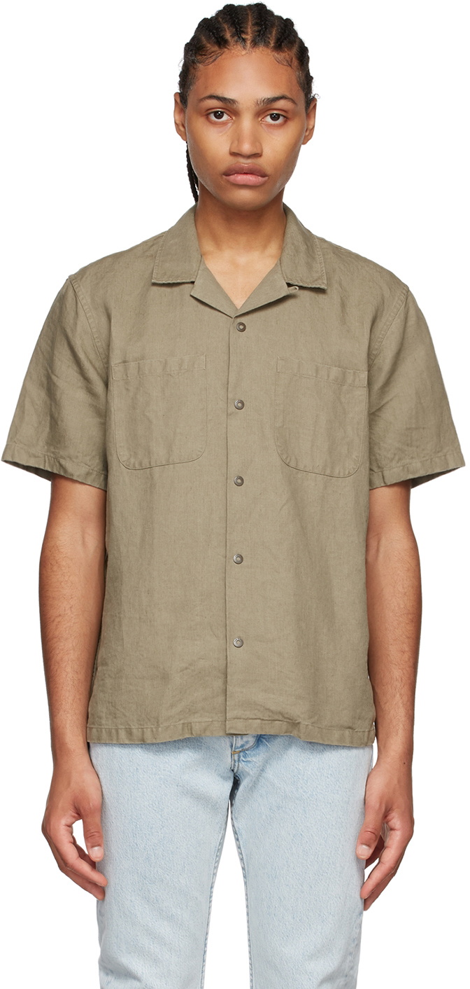 rag & bone Khaki Linen Shirt Rag and Bone