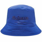 Alexander McQueen Men's Graffitti Logo Bucket Hat in Royal