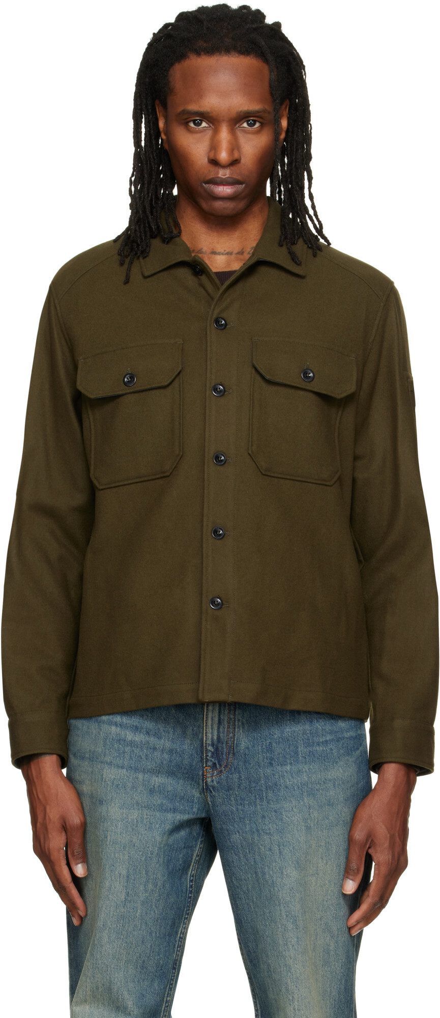 C.P. Company Khaki Felted Wool Overshirt