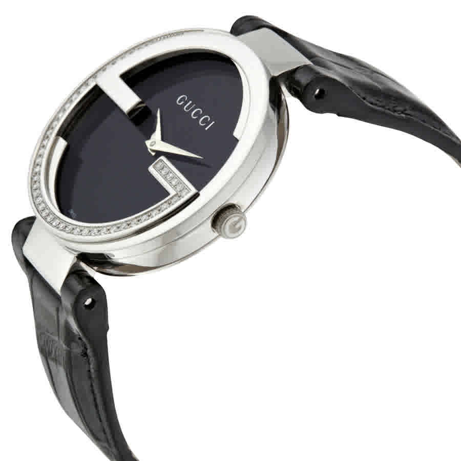 Gucci Interlocking Black Dial Quartz Ladies Watch YA133305
