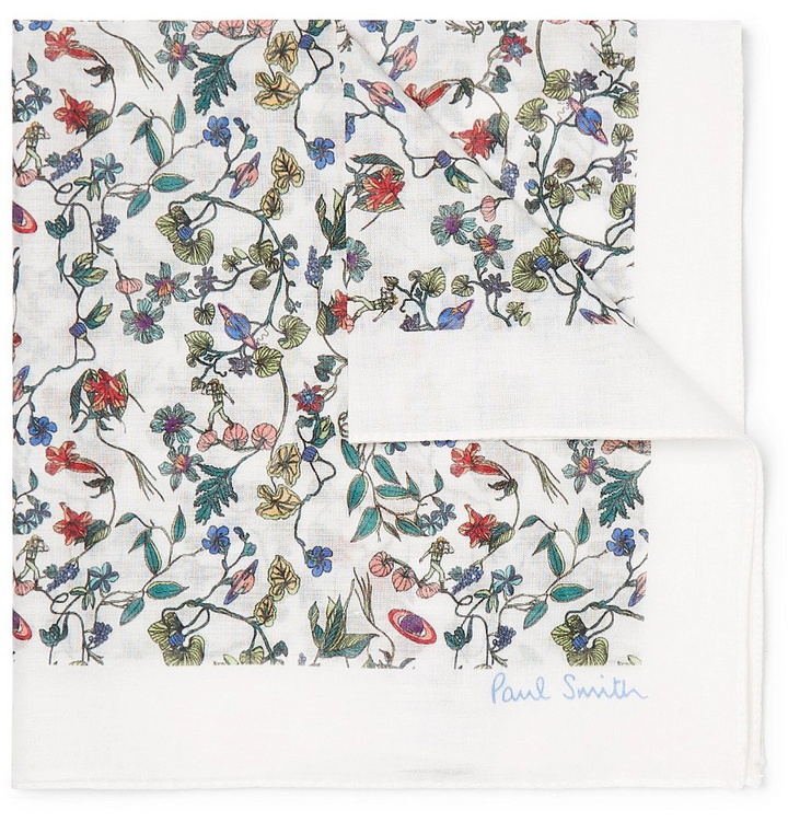 Photo: Paul Smith - Floral-Print Cotton-Voile Pocket Square - Men - White