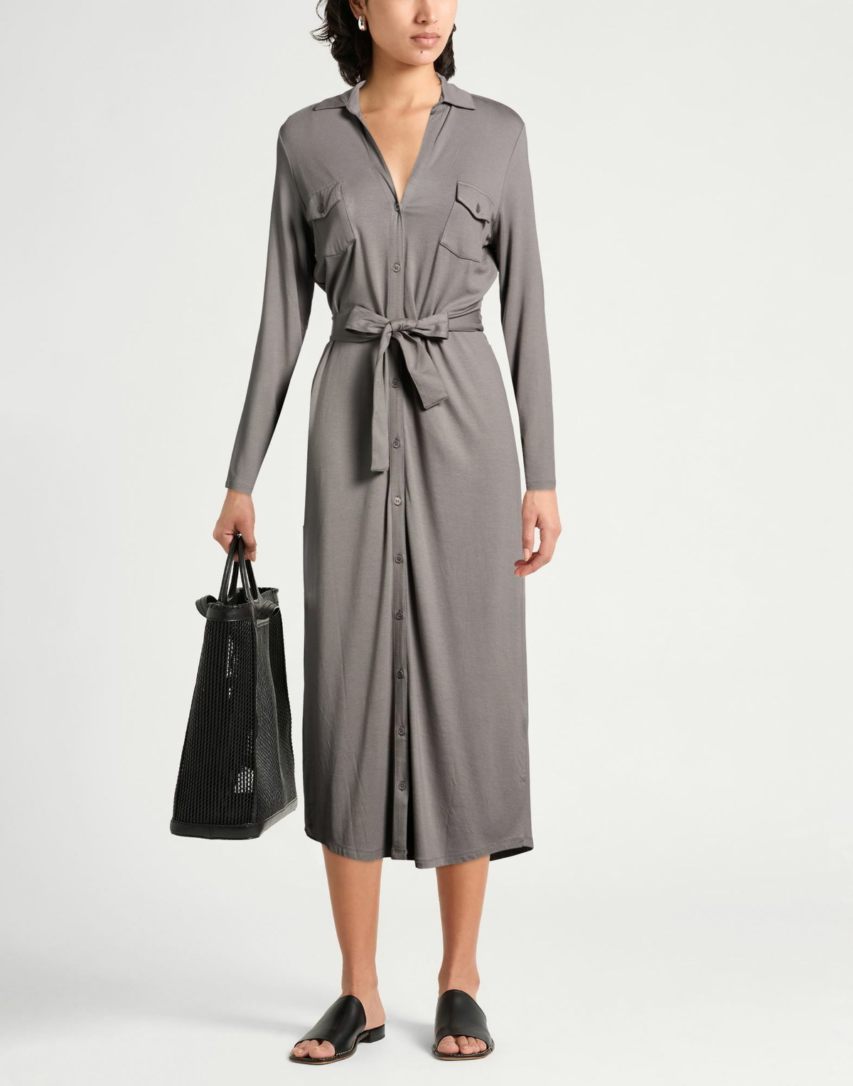 Majestic Filatures Womens Midi dress in Grey