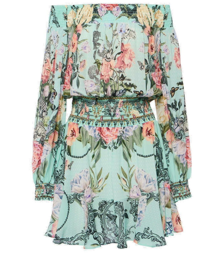 Photo: Camilla Floral off-shoulder silk minidress