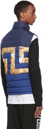 Versace Blue Down Greca Vest