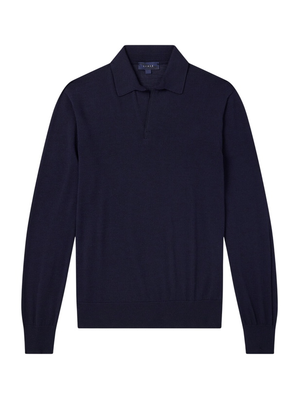 Photo: SEASE - Lasca Virgin-Wool Polo Shirt - Blue