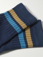 Mr P. - Striped Ribbed Cotton-Blend Socks