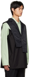 Feng Chen Wang Black Blazer Collar Waistcoat