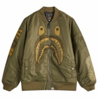 A Bathing Ape Men's Shark MA-1 Jacket in Olive
