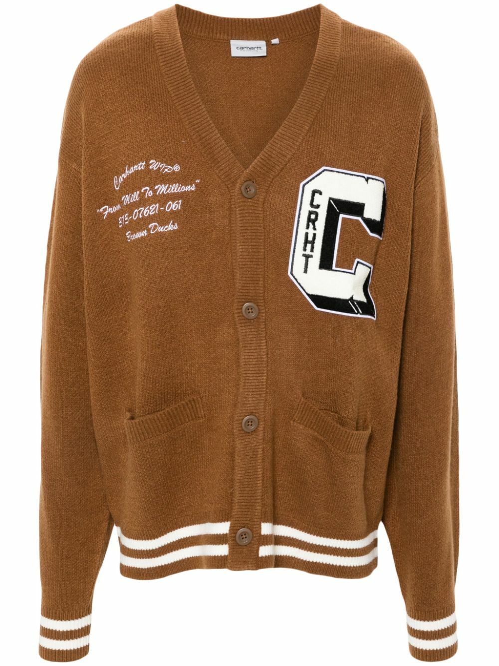 トップス Carhartt WIP BROWN DUCKS CARDIGAN Carhartt Wip Brown Ducks Cardigan Brown Zippers & Cardigans