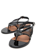 Alaïa Fishnet Patent Leather Thong Sandals Black