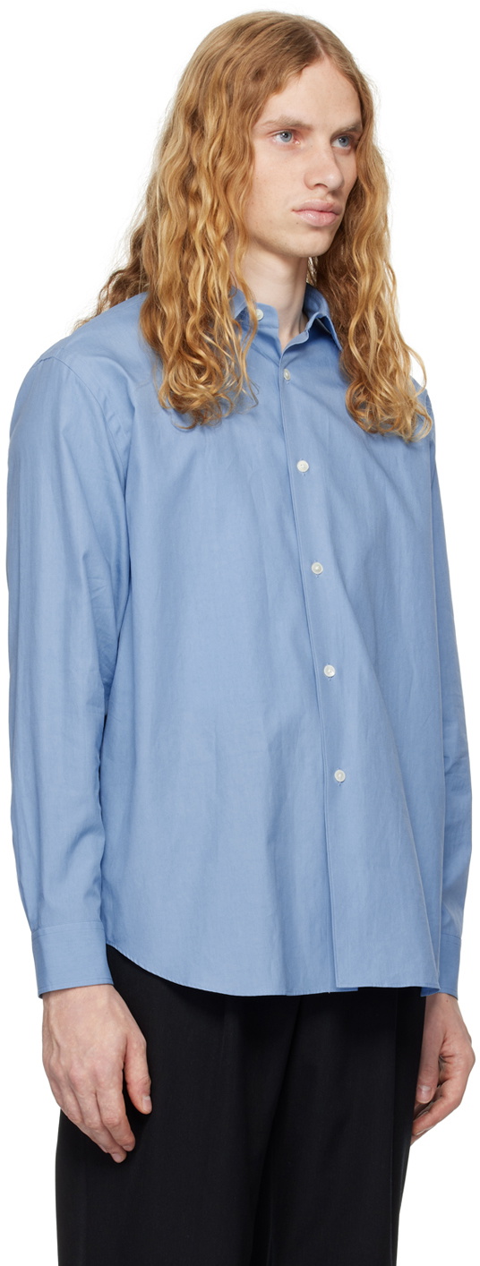 AURALEE Blue Washed Finx Twill Big Shirt