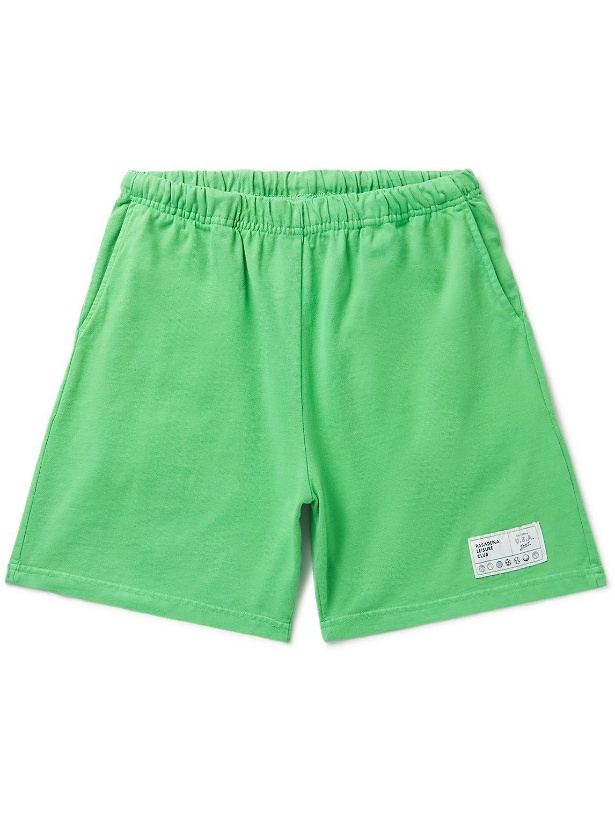 Photo: Pasadena Leisure Club - Leisure Straight-Leg Logo-Appliquéd Cotton-Jersey Shorts - Green