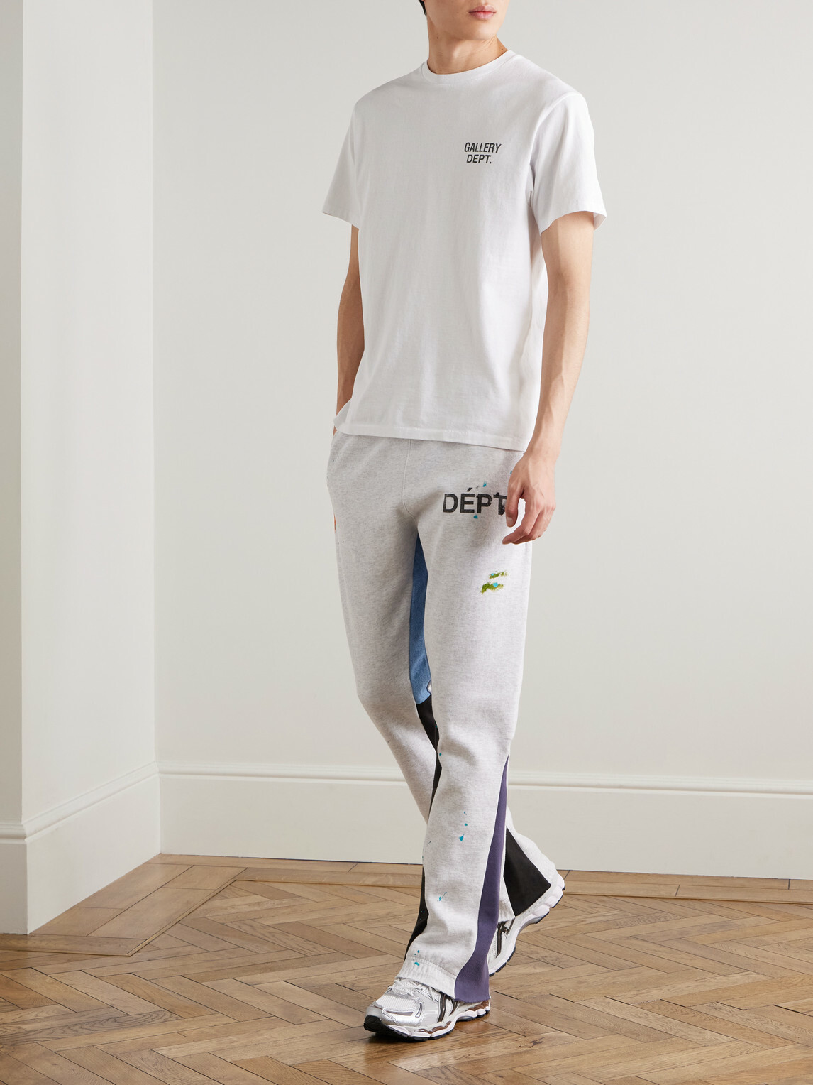 Gallery Dept. - Logo-Print Paint-Splattered Cotton-Jersey Sweatpants - Gray