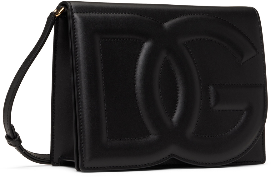 Dolce&Gabbana Black Calfskin 'DG' Logo Crossbody Bag