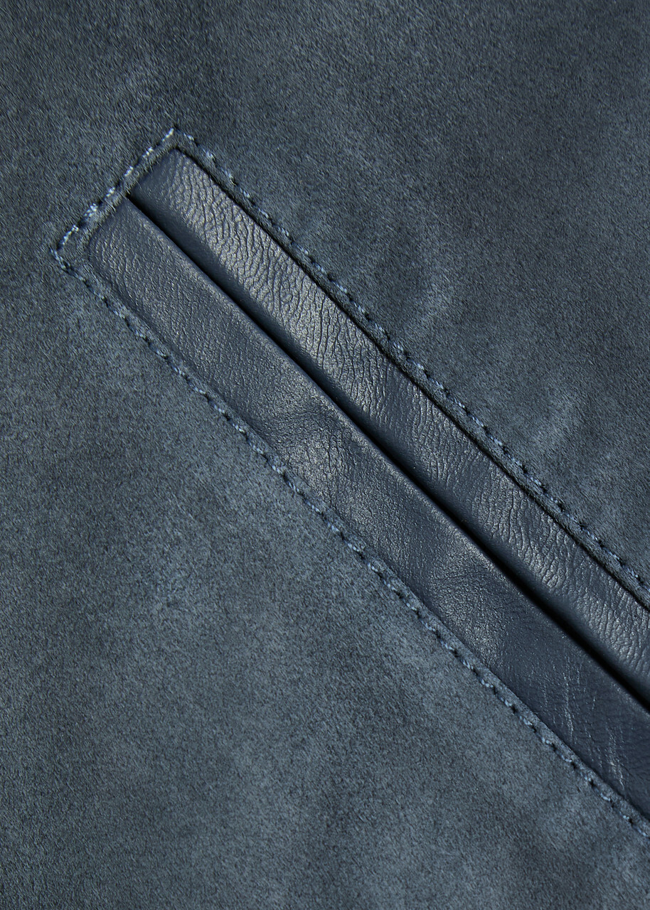 Valstar Evans Suede Bomber Jacket Blue