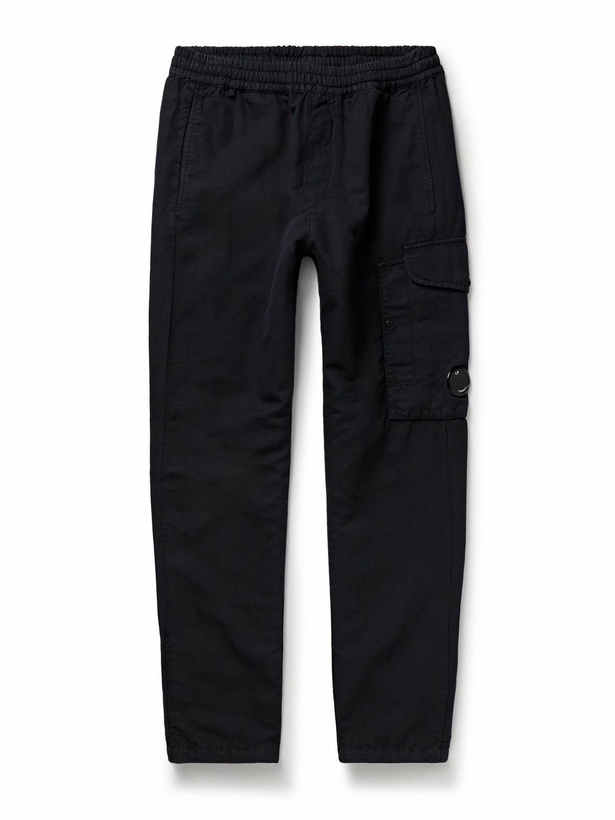 Photo: C.P. Company - Straight-Leg Logo-Appliquéd Cotton and Linen-Blend Cargo Trousers - Blue
