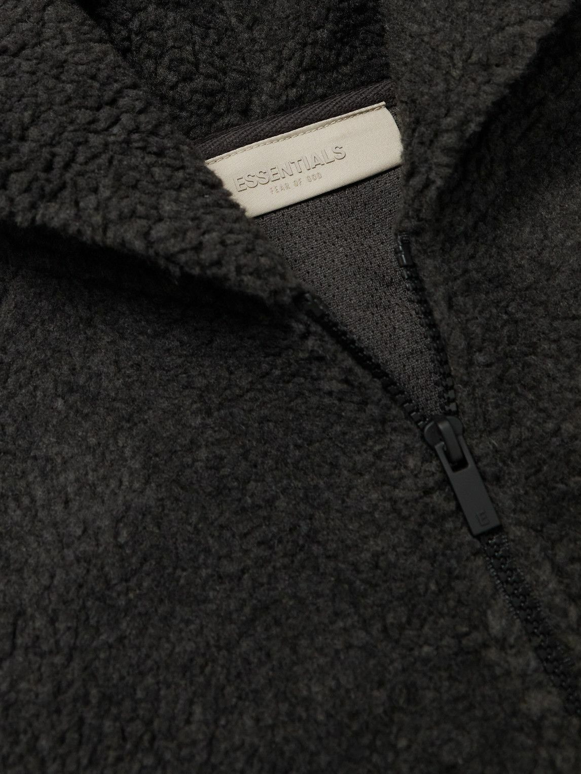 FEAR OF GOD ESSENTIALS - Logo-Appliquéd Fleece Half-Zip Hoodie - Gray ...