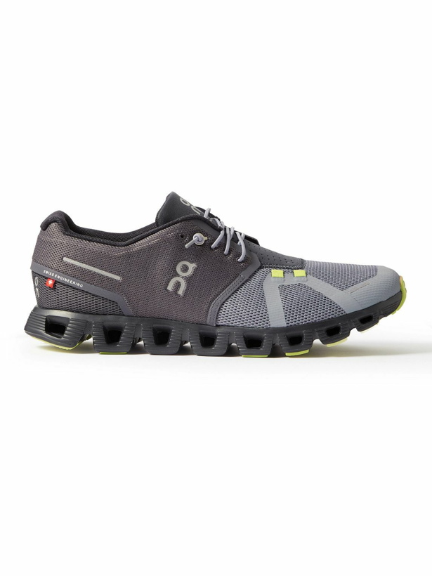 Photo: ON - Cloud 5 Rubber-Trimmed Recycled Mesh Running Sneakers - Gray