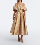 Markarian Floral off-shoulder brocade cocktail dress