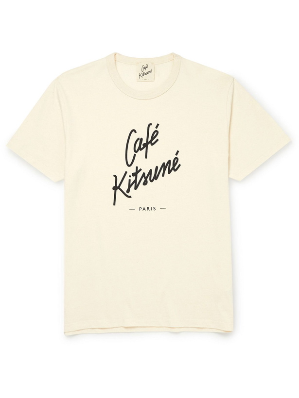 Photo: Café Kitsuné - Logo-Print Cotton-Jersey T-Shirt - Neutrals