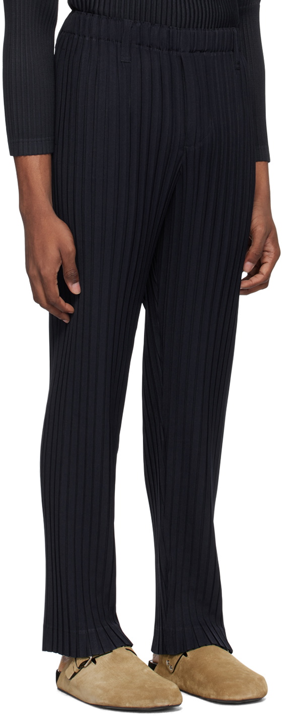 HOMME PLISSÉ ISSEY MIYAKE Navy Box Pleats Ensemble Trousers Homme