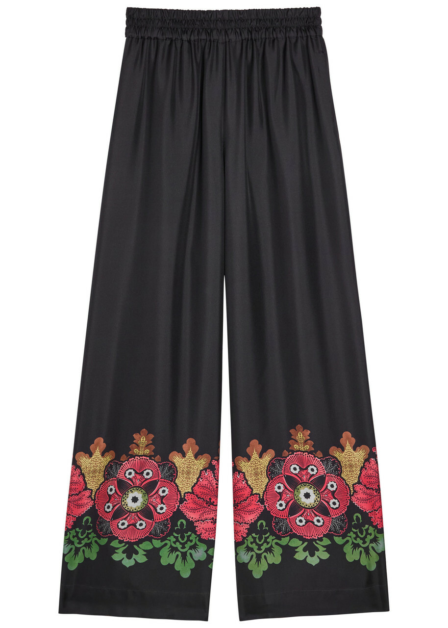 LA Double J Printed Silk Palazzo Wide-leg Trousers Multicoloured