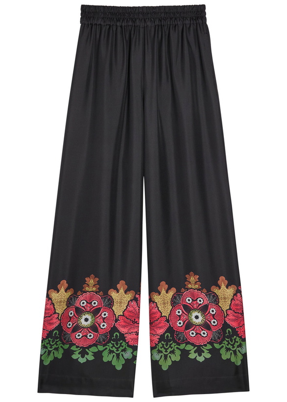 Photo: LA Double J Printed Silk Palazzo Wide-leg Trousers Multicoloured