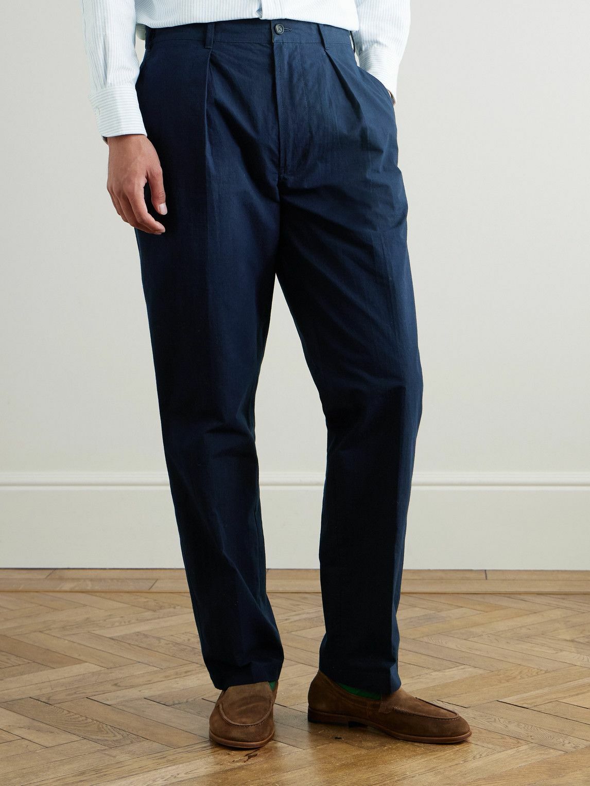 Drake's - HIM Games Tapered Cotton-Ripstop Trousers - Blue