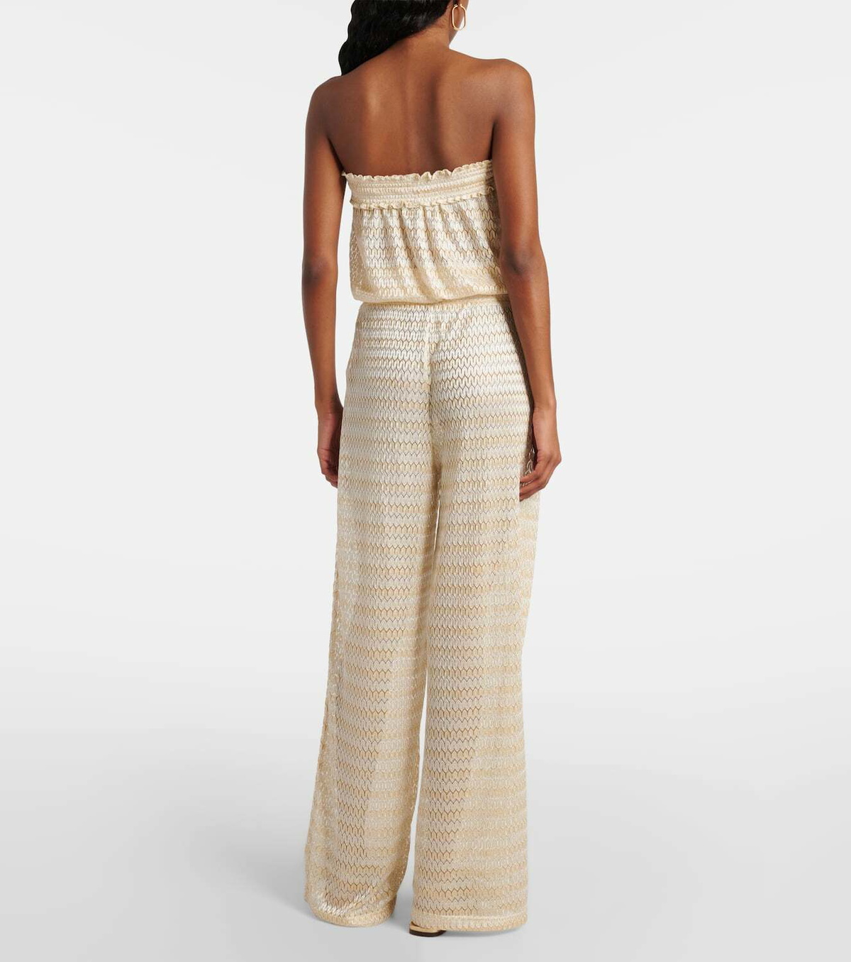 Melissa Odabash Viv knitted strapless lamé jumpsuit