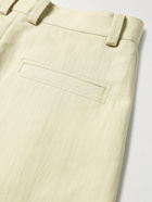 Studio Nicholson - Voli Tapered Cropped Pleated Cotton-Blend Trousers - Neutrals