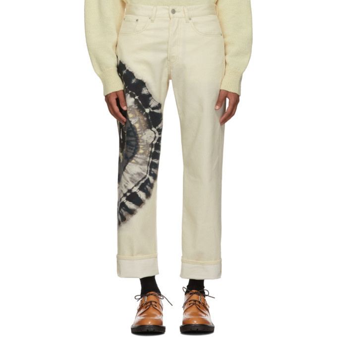 Photo: Dries Van Noten Off-White Tie-Dye Panthero Jeans