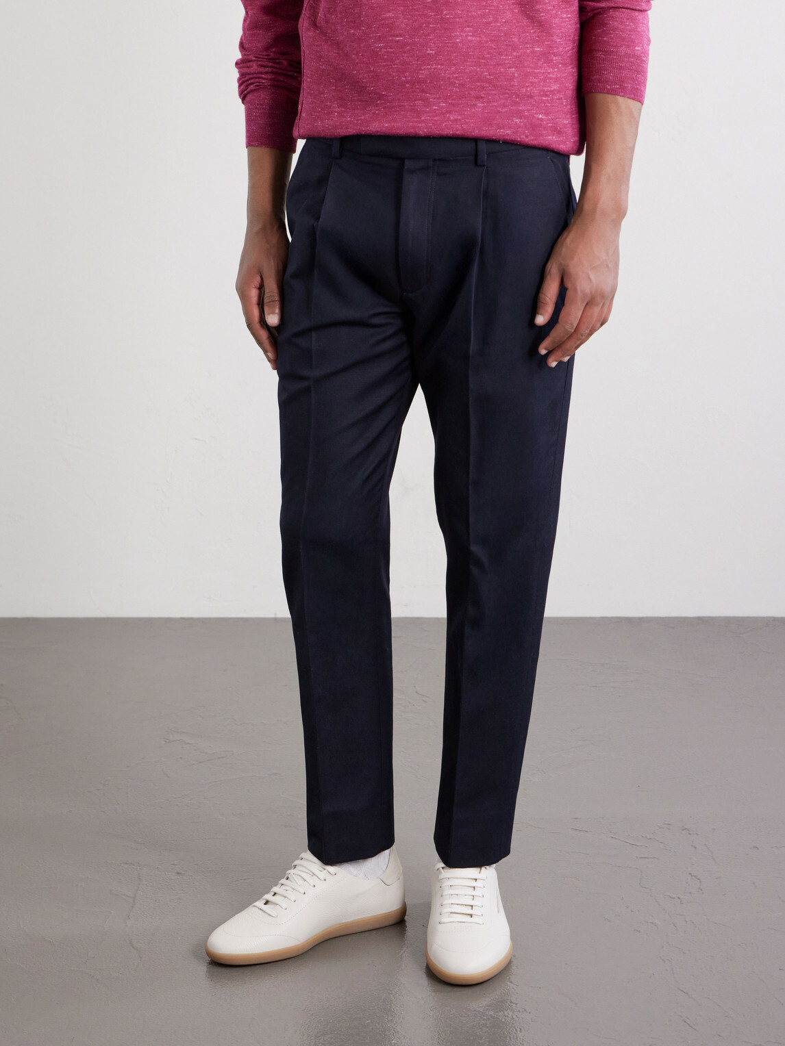 Zegna - Straight-Leg Pleated Cotton and Linen-Blend Trousers - Blue