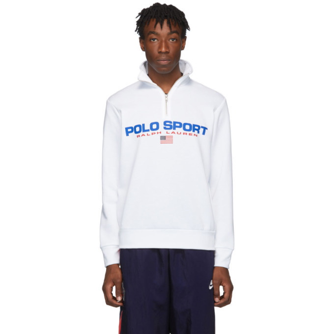 Photo: Polo Ralph Lauren White Fleece Polo Sport Half-Zip Sweatshirt