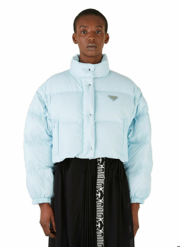 Photo: Nylon Cropped Down Jacket in Light Blue