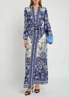 Alice + Olivia Chassidy Printed Maxi Shirt Dress Blue
