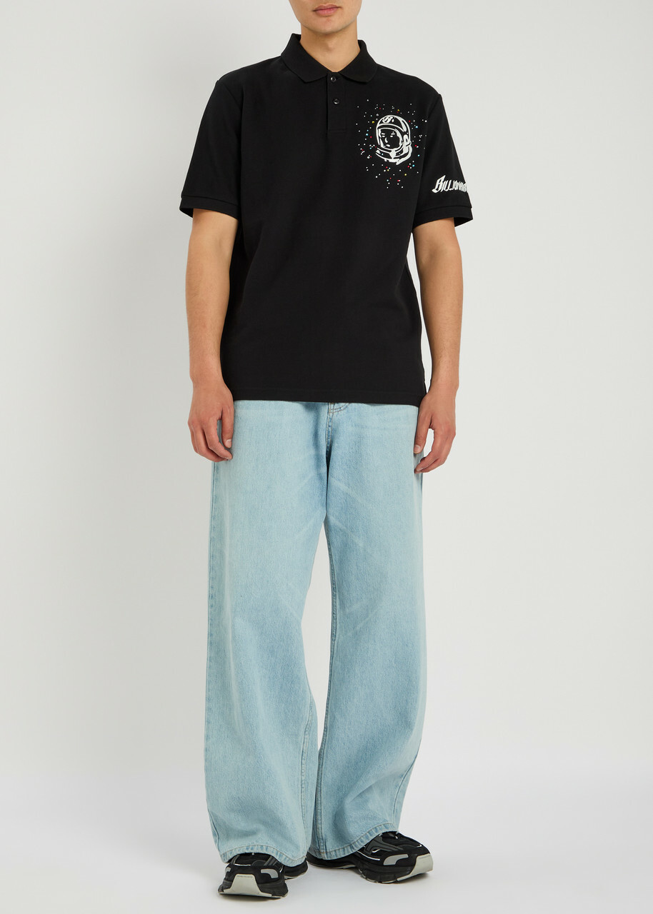Billionaire Boys Club Embellished Astro Piqué Cotton Polo Shirt Black