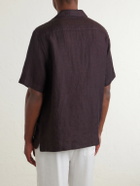Frescobol Carioca - Angelo Camp-Collar Linen Shirt - Brown