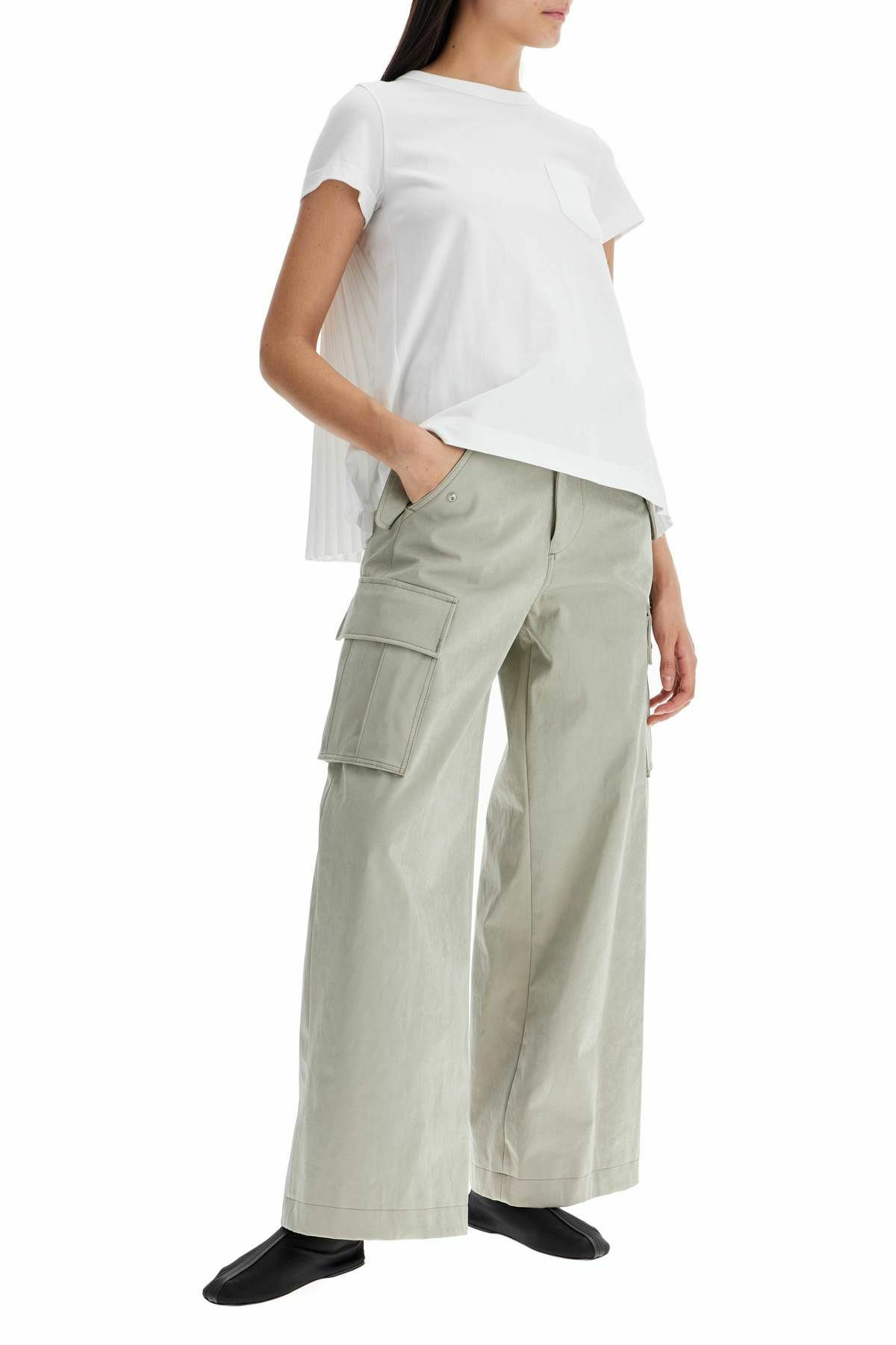 ワンピース SACAI Pleated t-shirt White Sacai Pleated T-shirt | White | FARFETCH